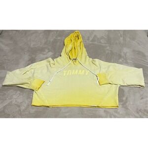 Tommy Hilfiger Sport Ombre Yellow‎ Cropped Hoodie Sweatshirt Womens XL